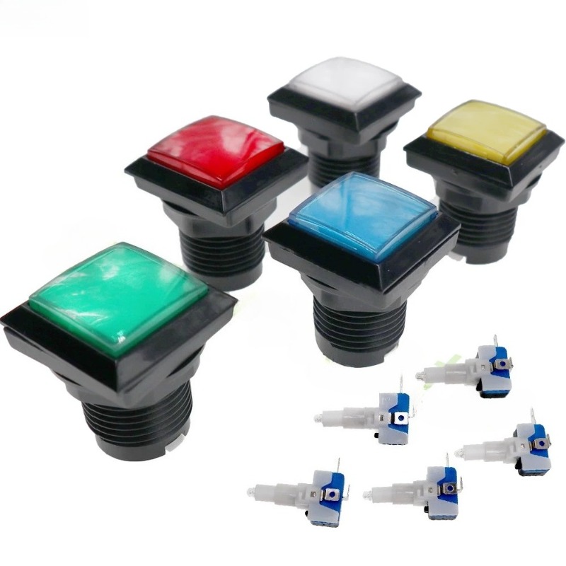 Arcade Game Cabinet - 10pcs Square Arcade Push Buttons Universal